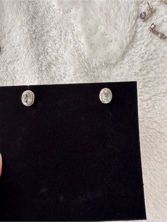 Jewelry - Classic Light Blue Gemstone Oval Stud Earrings